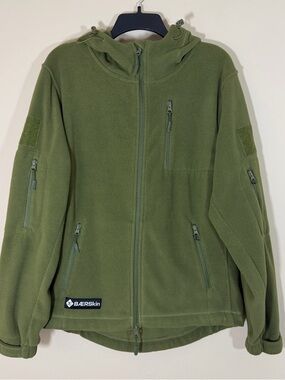 Baerskin Tactical V1 Hoodie Jacket Full Zip Polar Fleece Olive Army Green Mens M